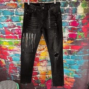 Amiri Paint Drip Coreo Logo Denim Jeans Size 32